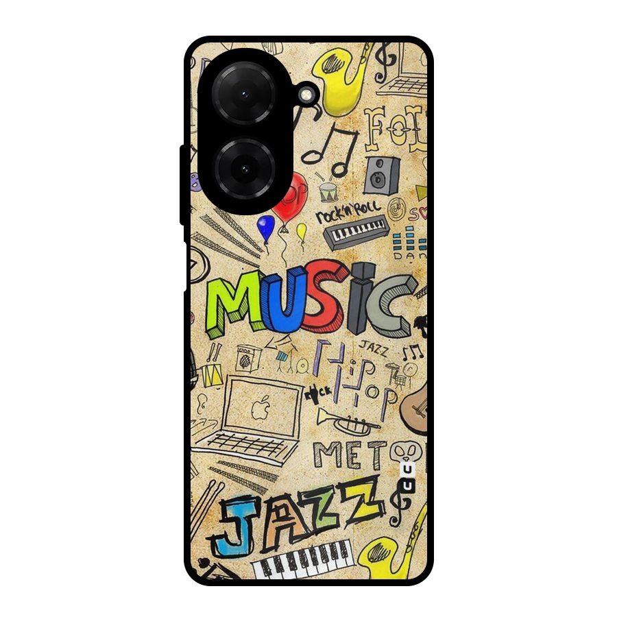 Music Pattern Metal Back Case for Redmi A5 4G