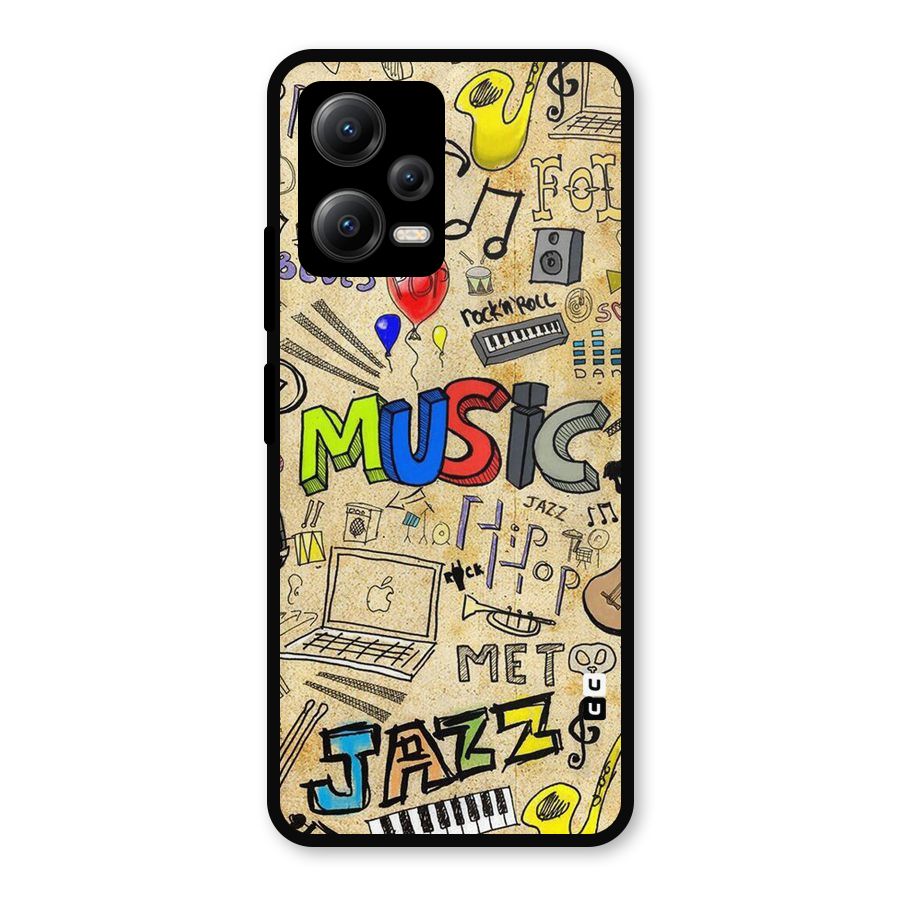 Music Pattern Metal Back Case for Redmi Note 12 5G
