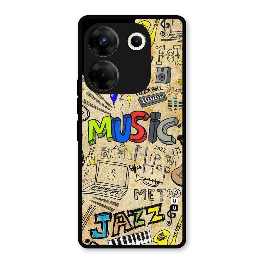 Music Pattern Metal Back Case for Tecno Camon 20 Pro