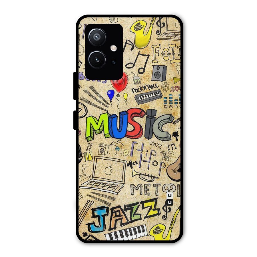 Music Pattern Metal Back Case for Vivo T1 5G