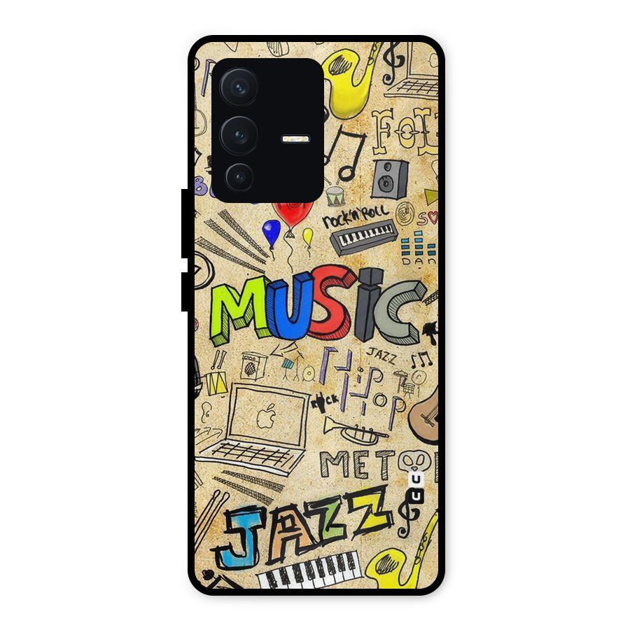 Music Pattern Metal Back Case for Vivo V23 5G