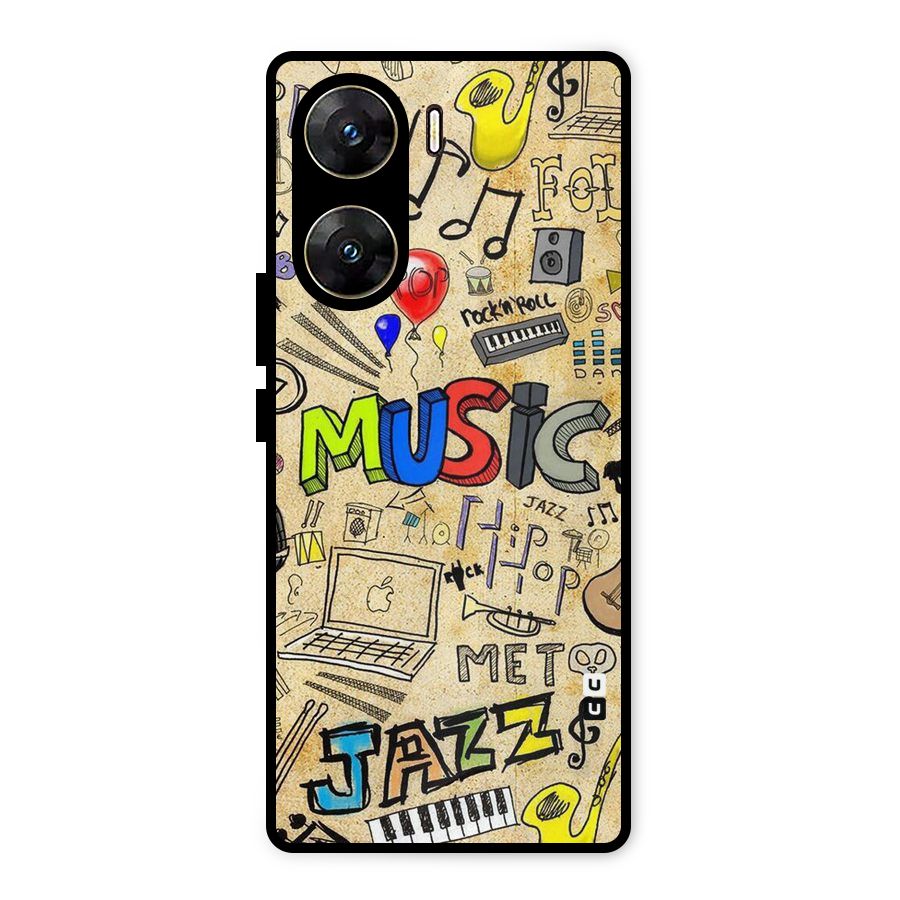 Music Pattern Metal Back Case for Vivo V29e