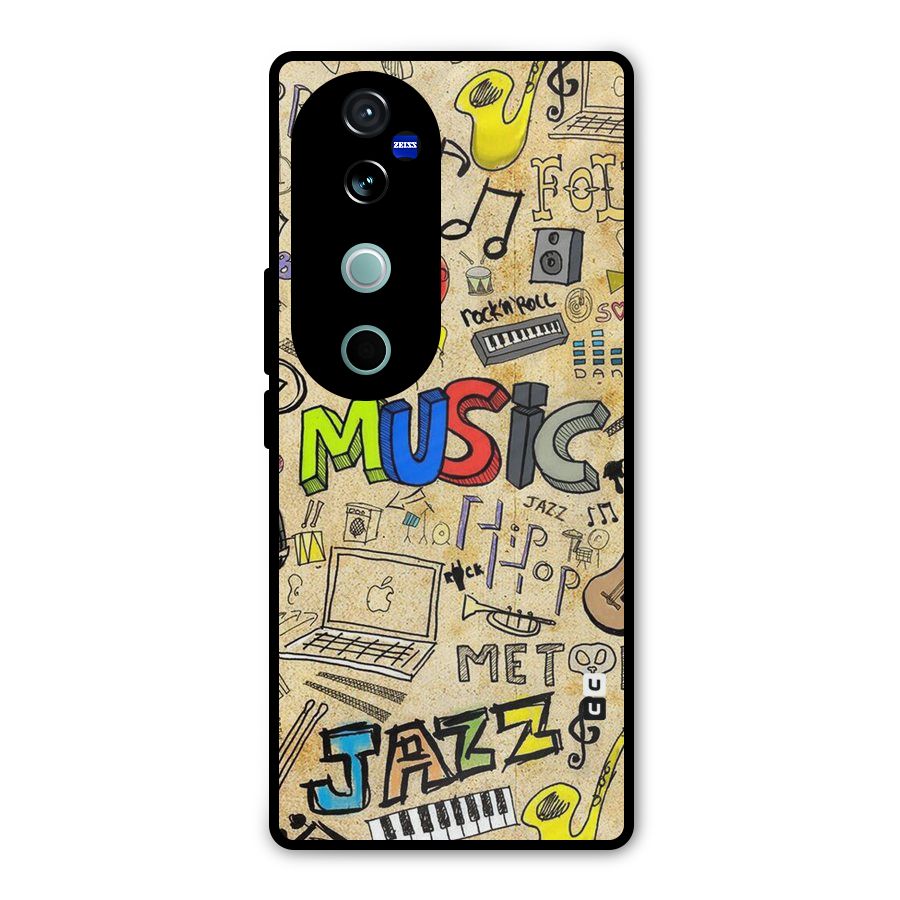 Music Pattern Metal Back Case for Vivo V40 Pro
