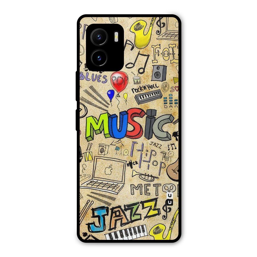 Music Pattern Metal Back Case for Vivo Y15s
