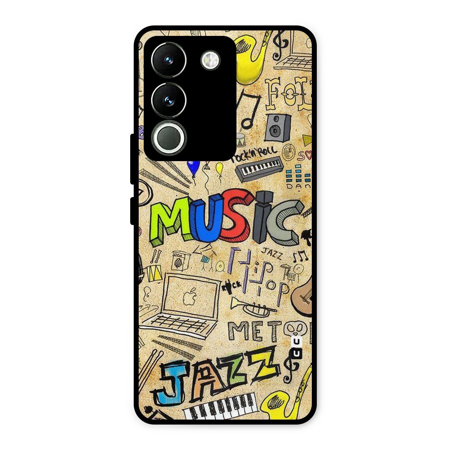 Music Pattern Metal Back Case for Vivo Y200