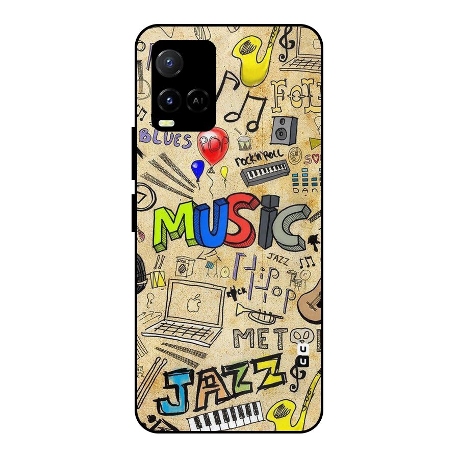 Music Pattern Metal Back Case for Vivo Y21 2021