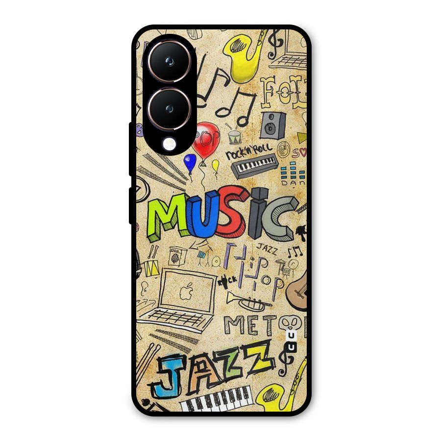 Music Pattern Metal Back Case for Vivo Y28