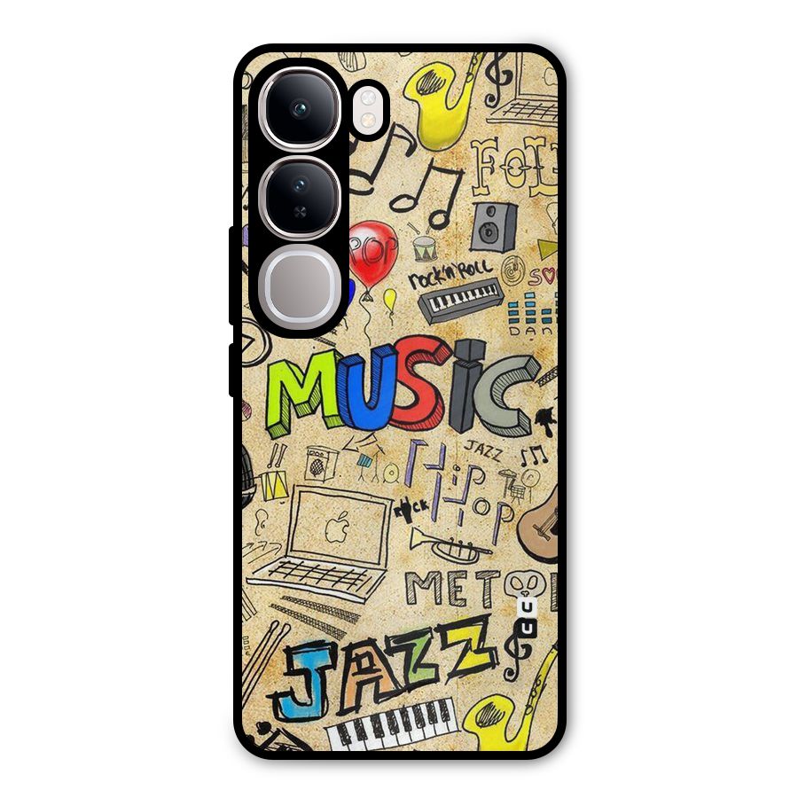 Music Pattern Metal Back Case for Vivo Y300