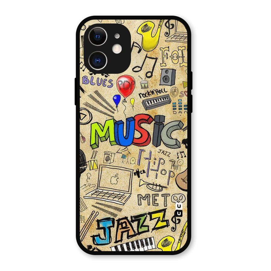 Music Pattern Metal Back Case for iPhone 12
