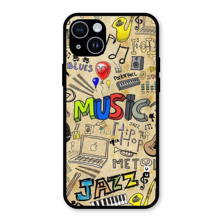 Music Pattern Metal Back Case for iPhone 14