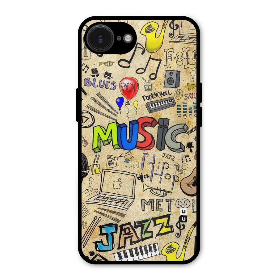 Music Pattern Metal Back Case for iPhone 16e