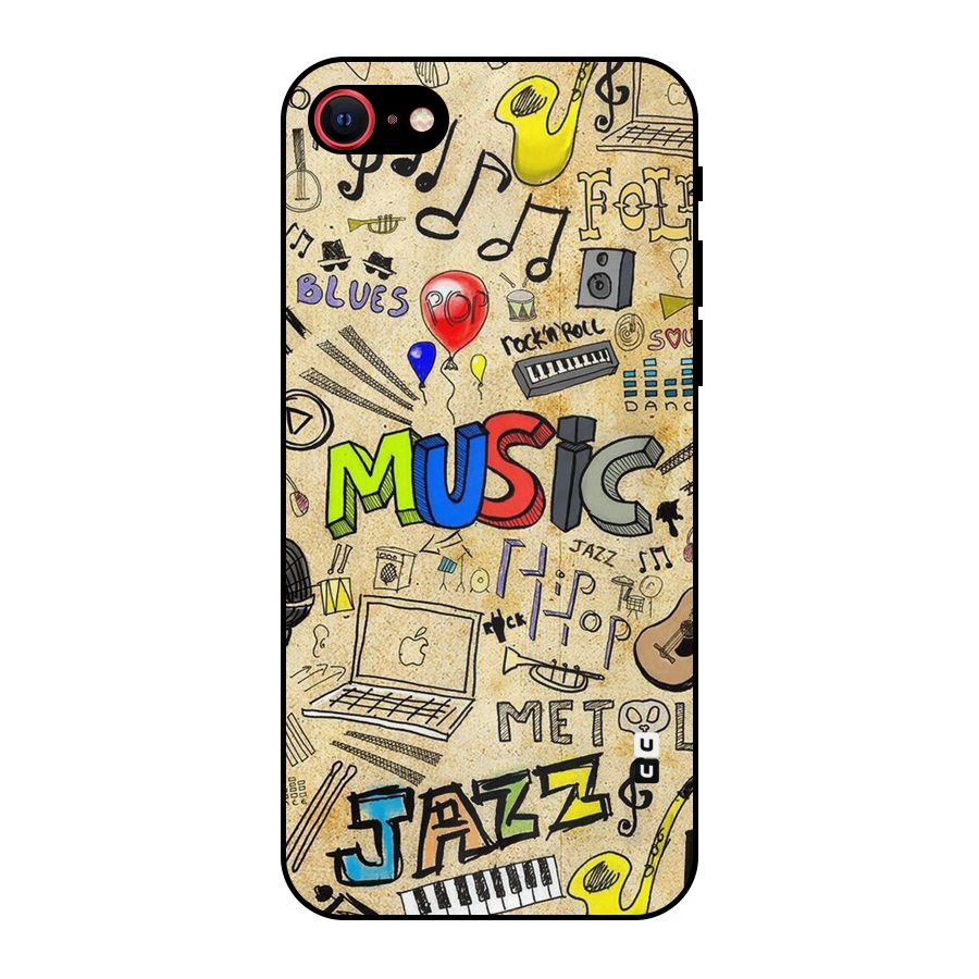 Music Pattern Metal Back Case for iPhone SE 2020
