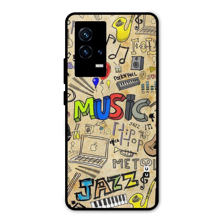 Music Pattern Metal Back Case for iQOO 9 5G