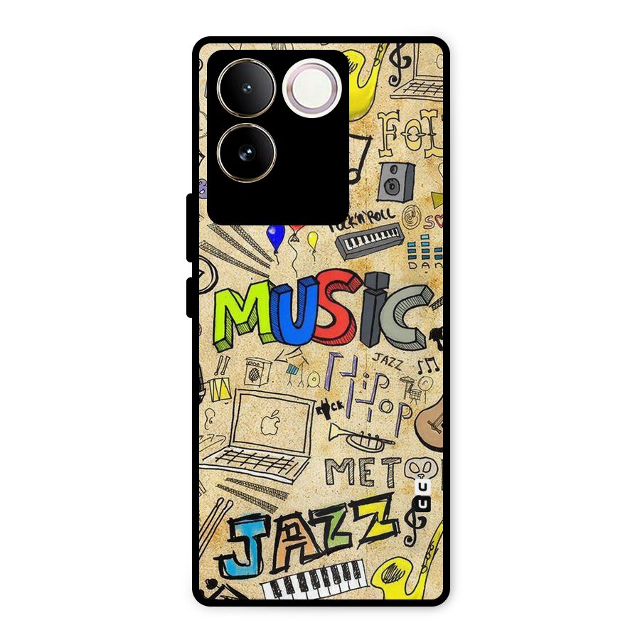 Music Pattern Metal Back Case for iQOO Z7 Pro
