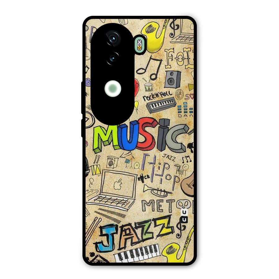 Music Pattern Metal Back Case for iQOO Z9s