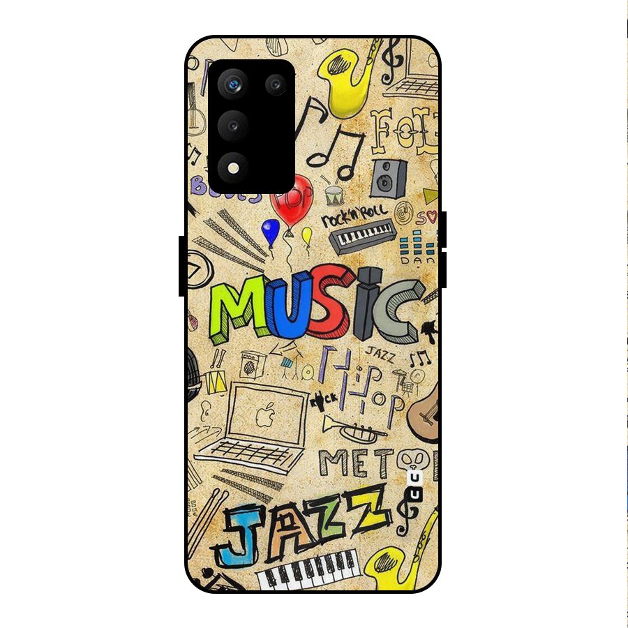 Music Pattern Metal Back Case for realme 9 5G SE
