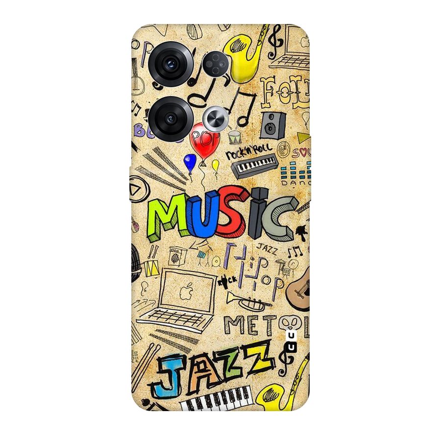 Music Pattern Original Polycarbonate Back Case for Oppo Reno8 Pro 5G