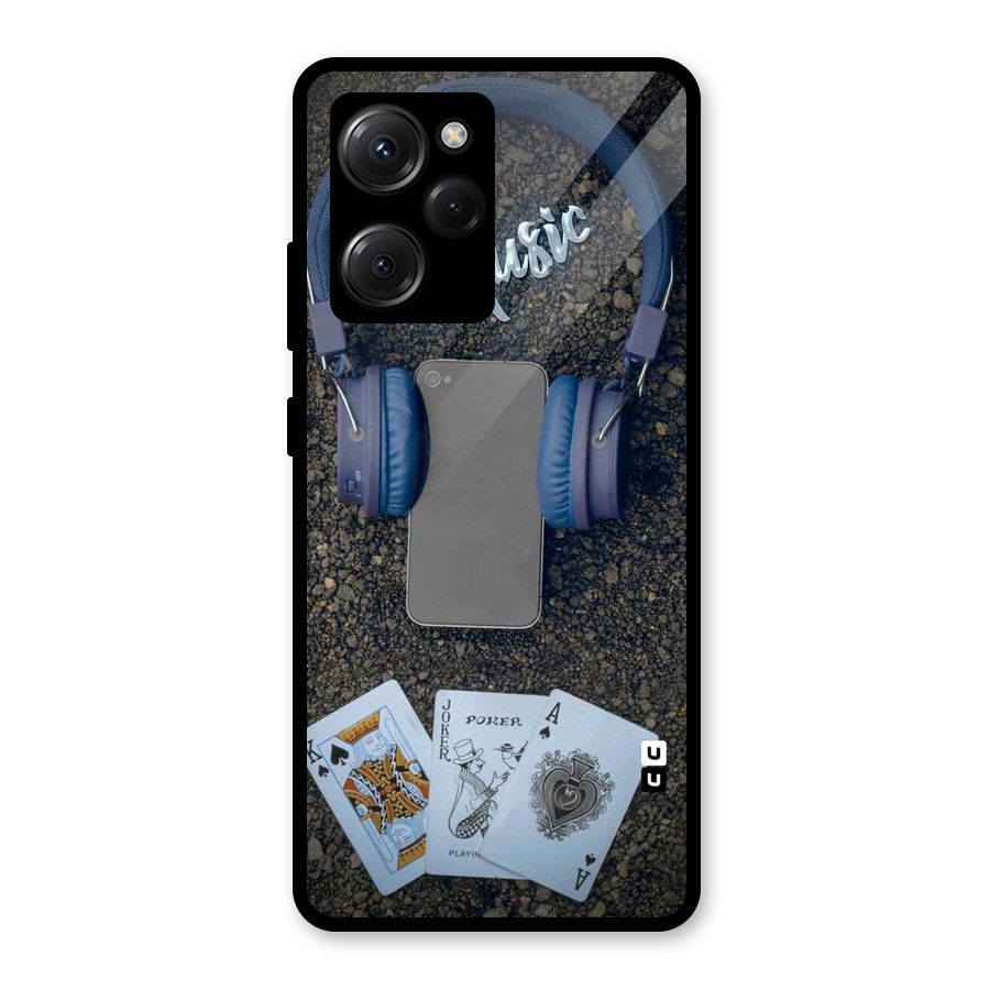 Music Power Cards Glass Back Case for Poco X5 Pro