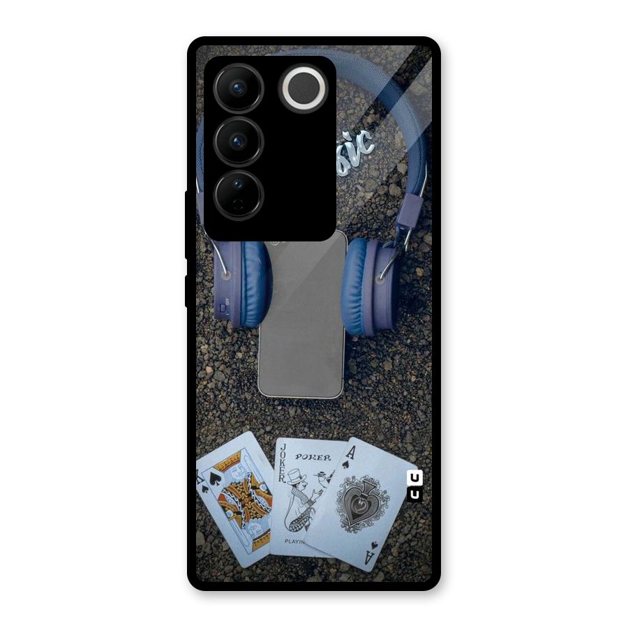 Music Power Cards Glass Back Case for Vivo V27 Pro