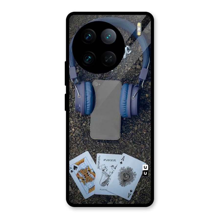 Music Power Cards Glass Back Case for Vivo X90 Pro