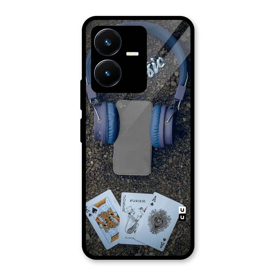 Music Power Cards Glass Back Case for Vivo Y22s