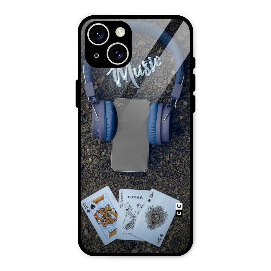 Music Power Cards Glass Back Case for iPhone 15 Plus
