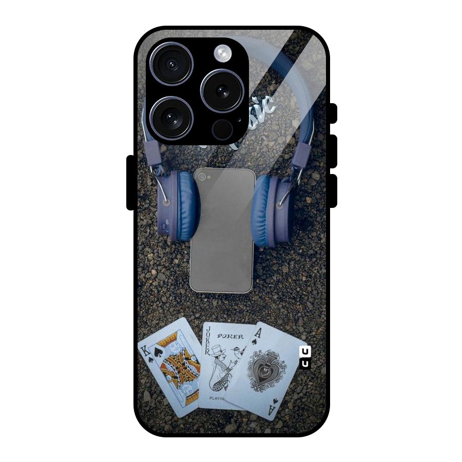 Music Power Cards Glass Back Case for iPhone 15 Pro