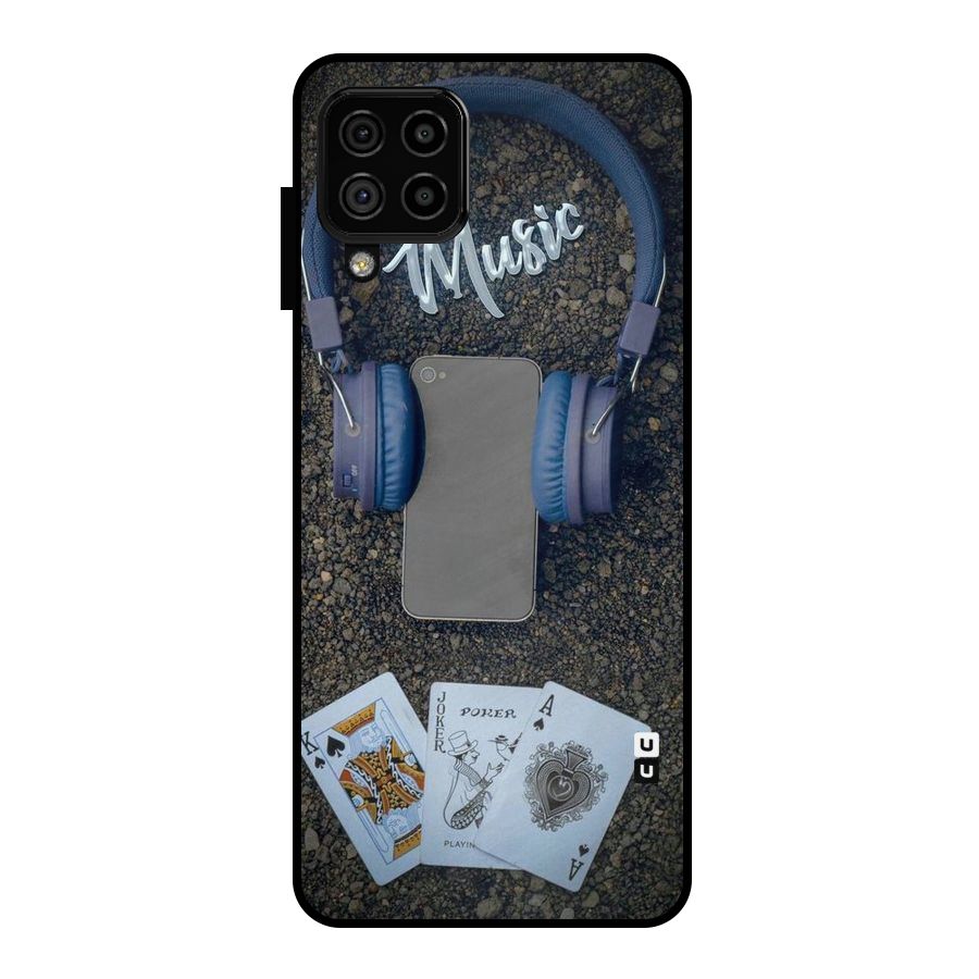 Music Power Cards Metal Back Case for Galaxy A22 4G