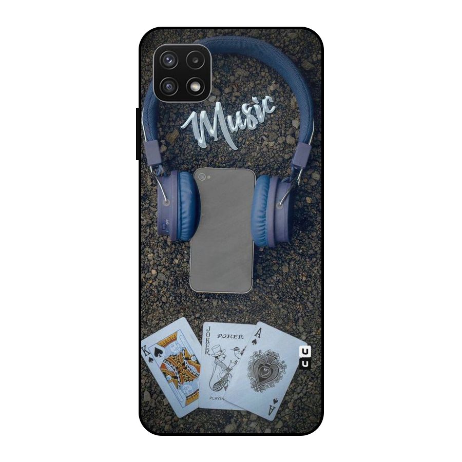 Music Power Cards Metal Back Case for Galaxy A22 5G