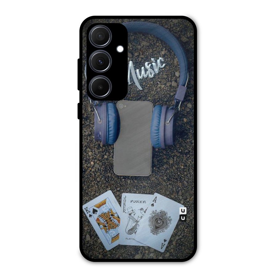 Music Power Cards Metal Back Case for Galaxy A35