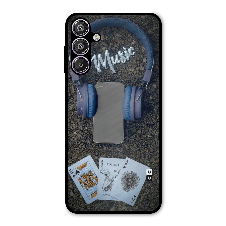 Music Power Cards Metal Back Case for Galaxy M15
