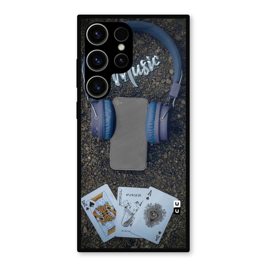 Music Power Cards Metal Back Case for Galaxy S23 Ultra