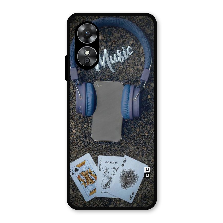 Music Power Cards Metal Back Case for Oppo A17