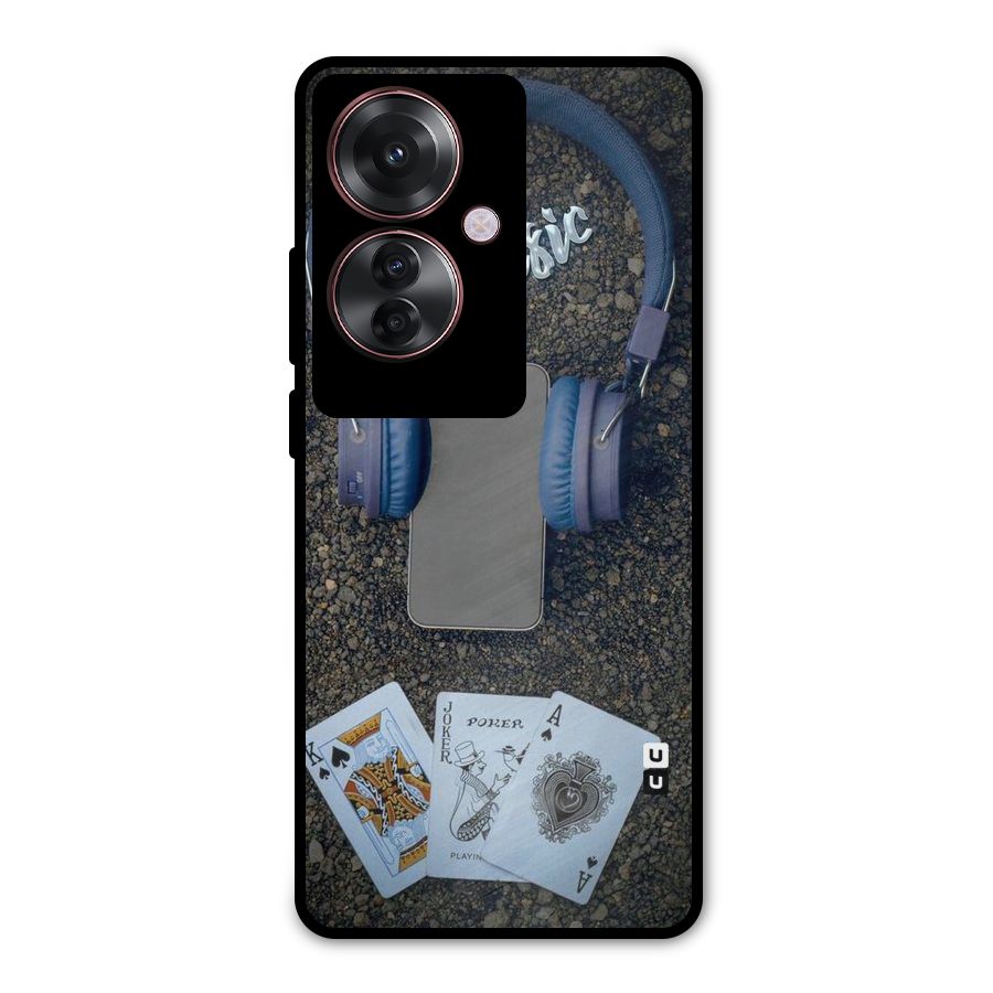 Music Power Cards Metal Back Case for Oppo F25 Pro