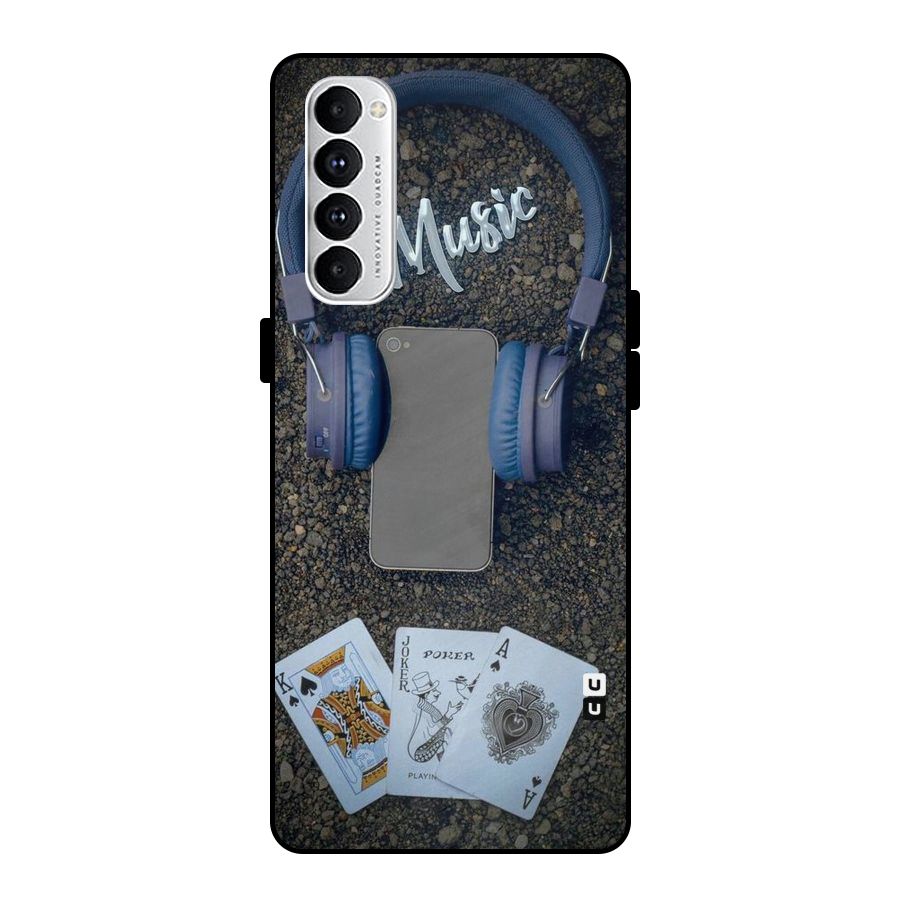 Music Power Cards Metal Back Case for Oppo Reno4 Pro
