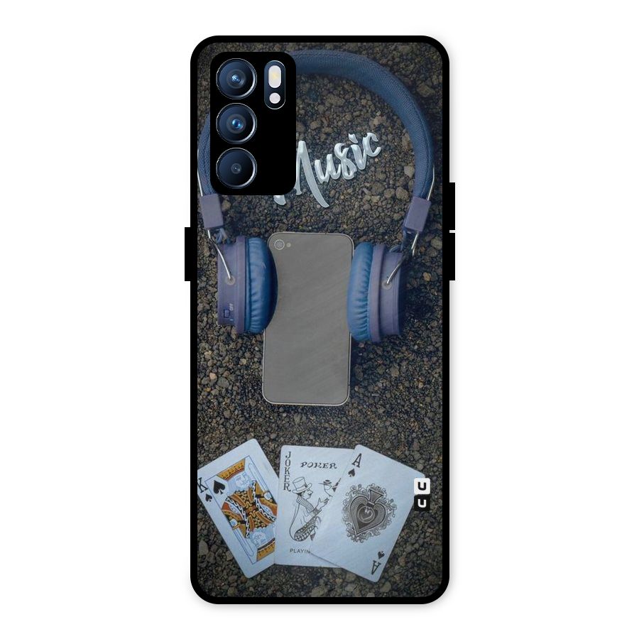 Music Power Cards Metal Back Case for Oppo Reno6 5G