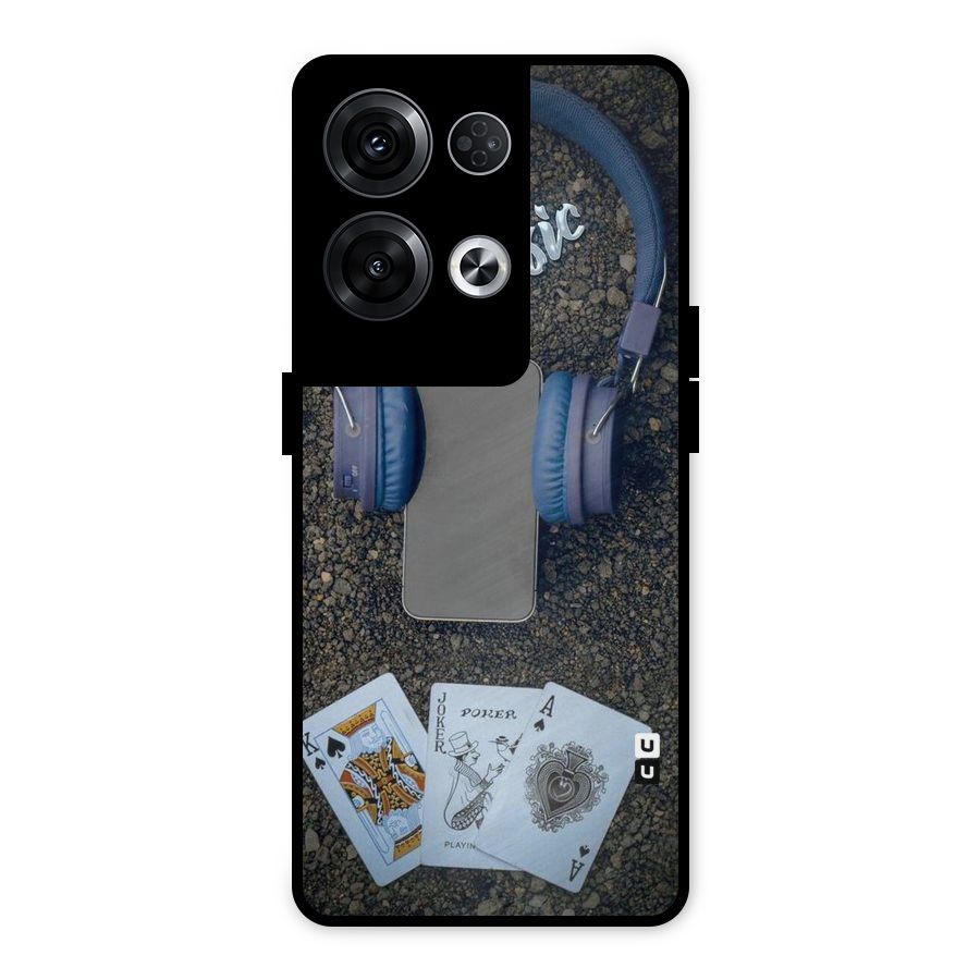 Music Power Cards Metal Back Case for Oppo Reno8 Pro 5G
