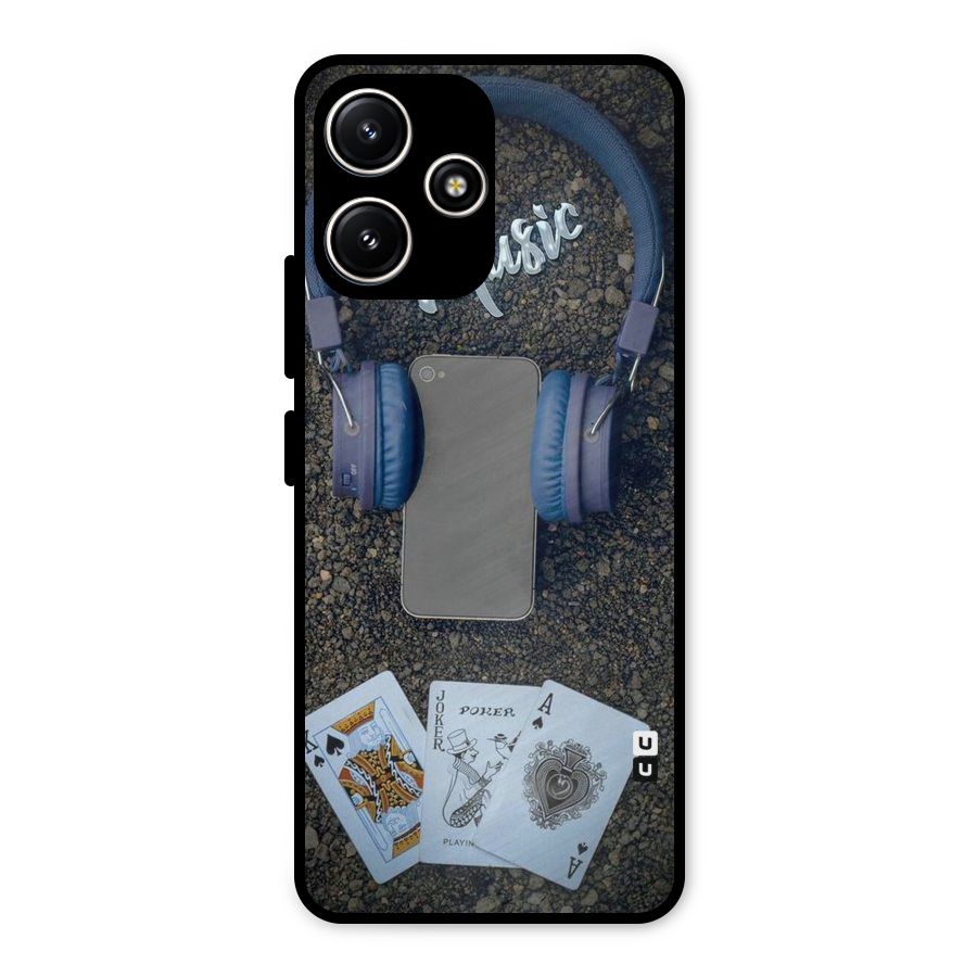 Music Power Cards Metal Back Case for Poco M6 Pro