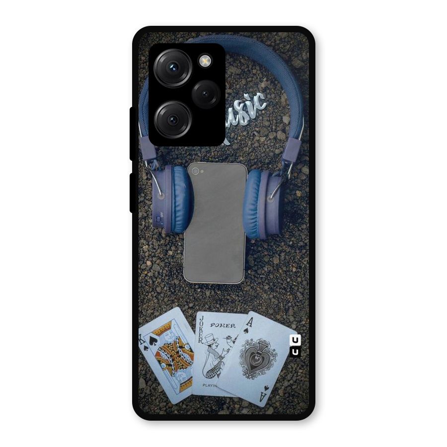 Music Power Cards Metal Back Case for Poco X5 Pro