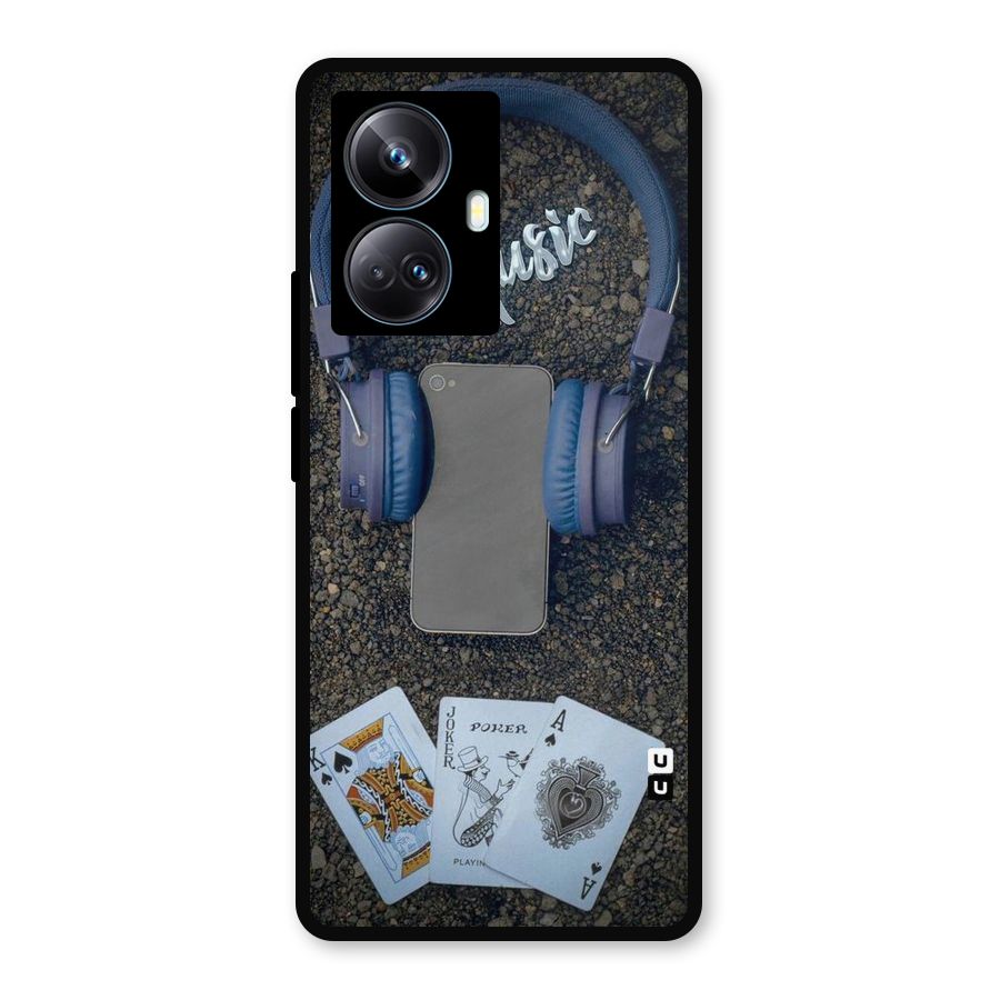 Music Power Cards Metal Back Case for Realme 10 Pro Plus