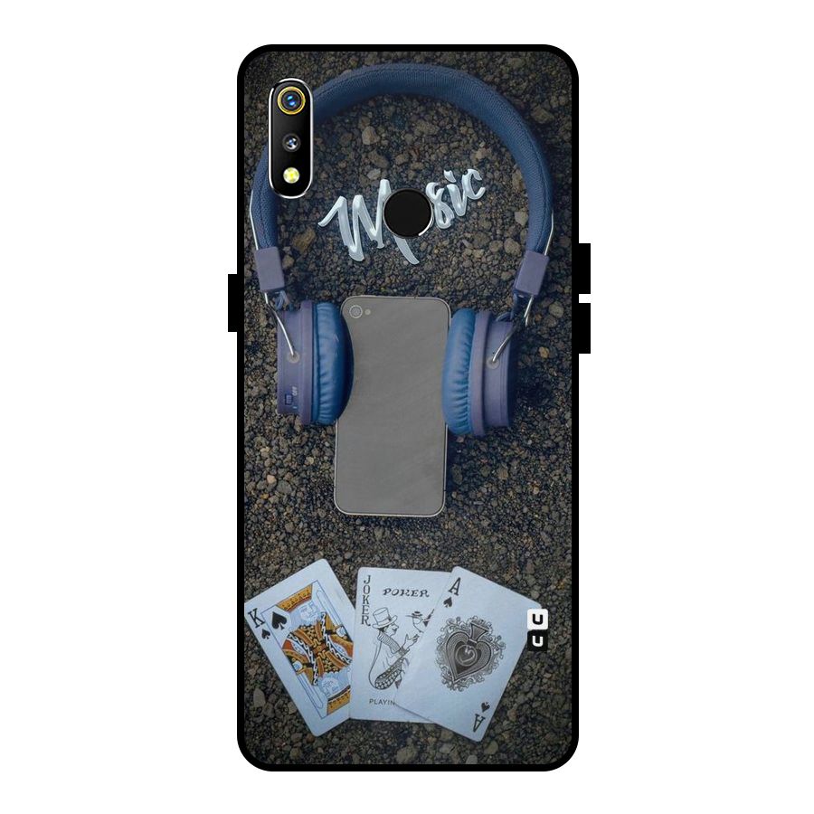 Music Power Cards Metal Back Case for Realme 3i
