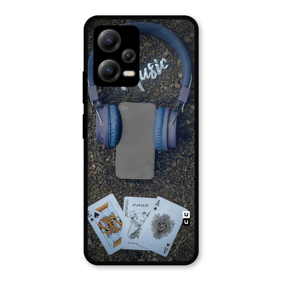Music Power Cards Metal Back Case for Redmi Note 12 5G