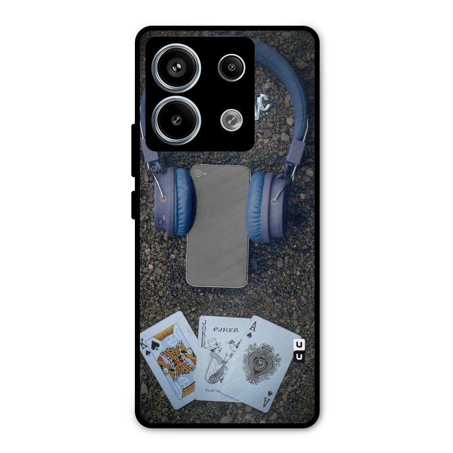 Music Power Cards Metal Back Case for Redmi Note 13 Pro 5G