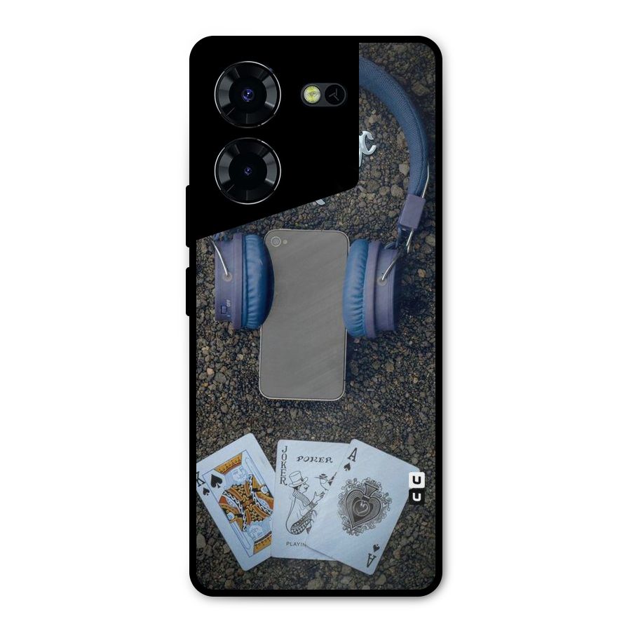 Music Power Cards Metal Back Case for Tecno Pova 5 Pro 5G