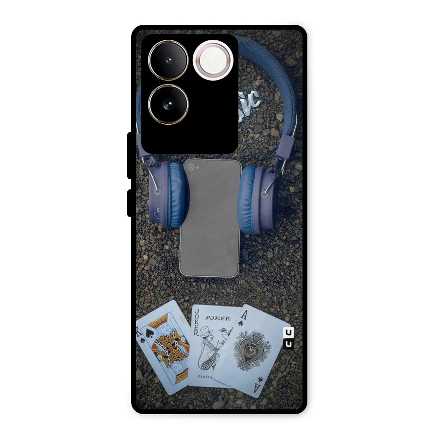 Music Power Cards Metal Back Case for Vivo T2 Pro