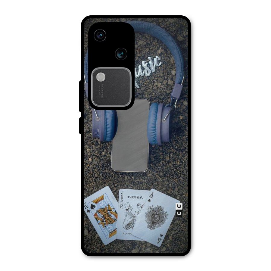 Music Power Cards Metal Back Case for Vivo V30 Pro