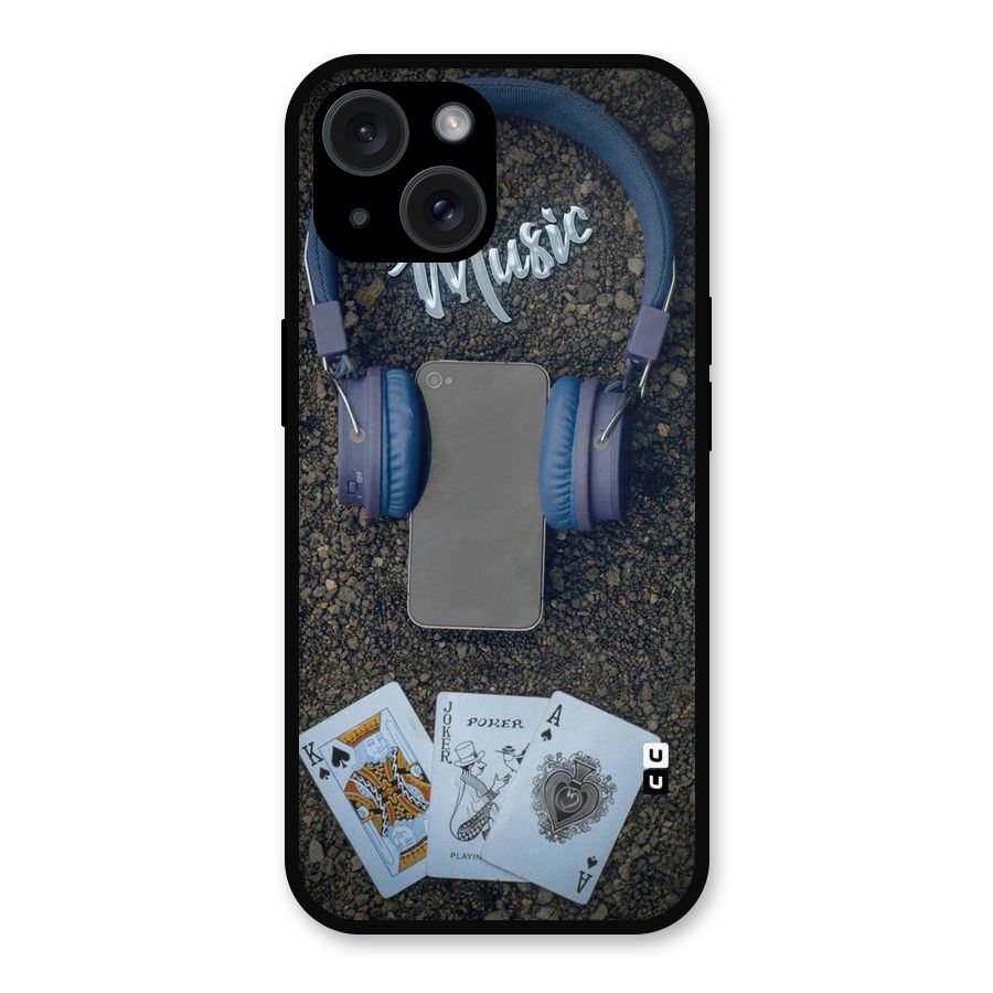Music Power Cards Metal Back Case for iPhone 15