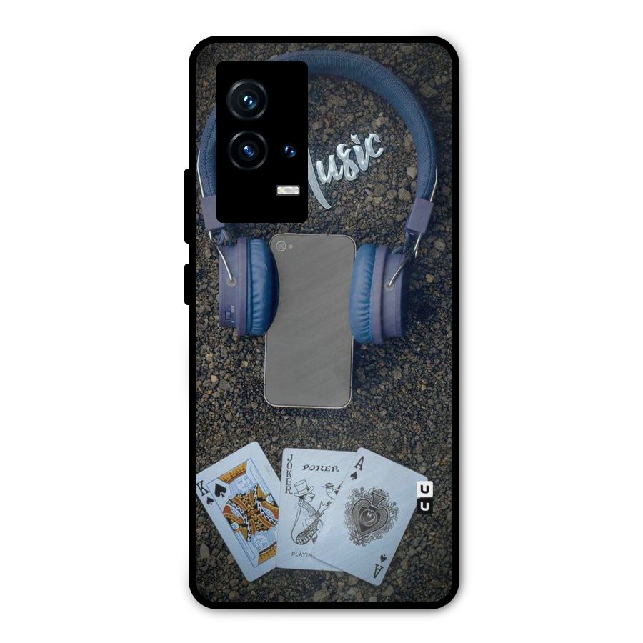 Music Power Cards Metal Back Case for iQOO 9 5G