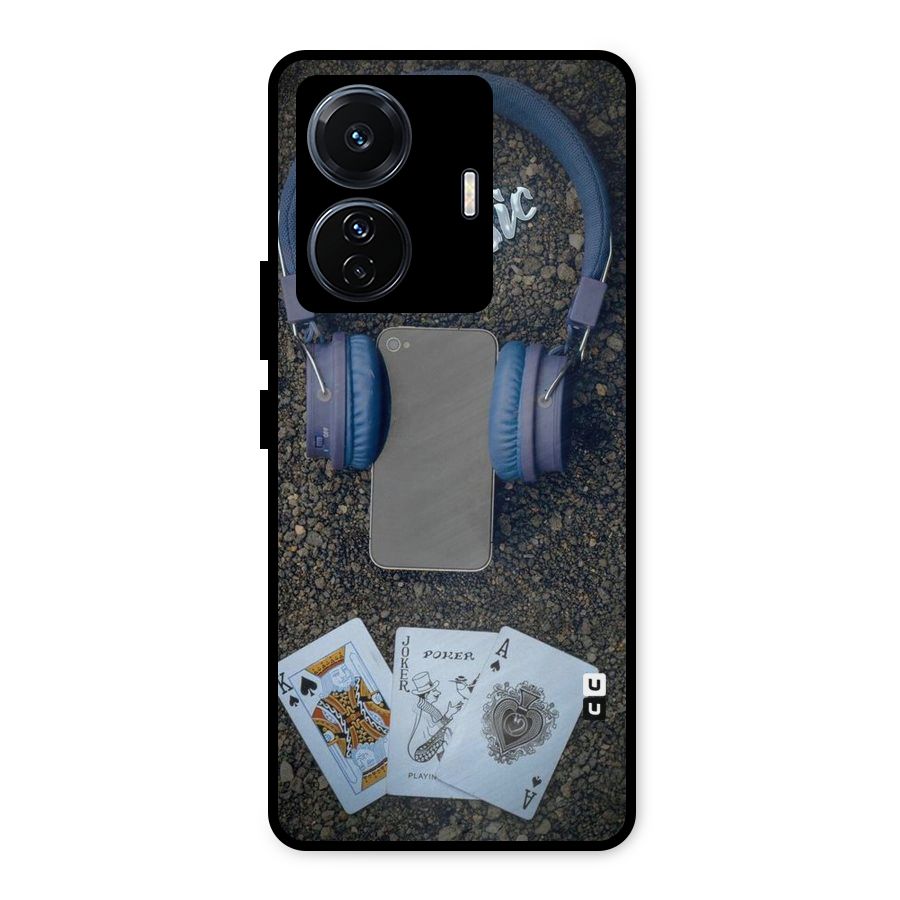 Music Power Cards Metal Back Case for iQOO Z6