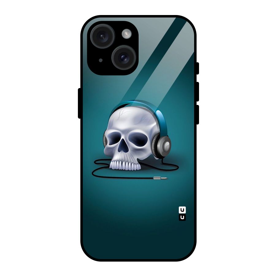 Music Skull Glass Back Case for iPhone 15